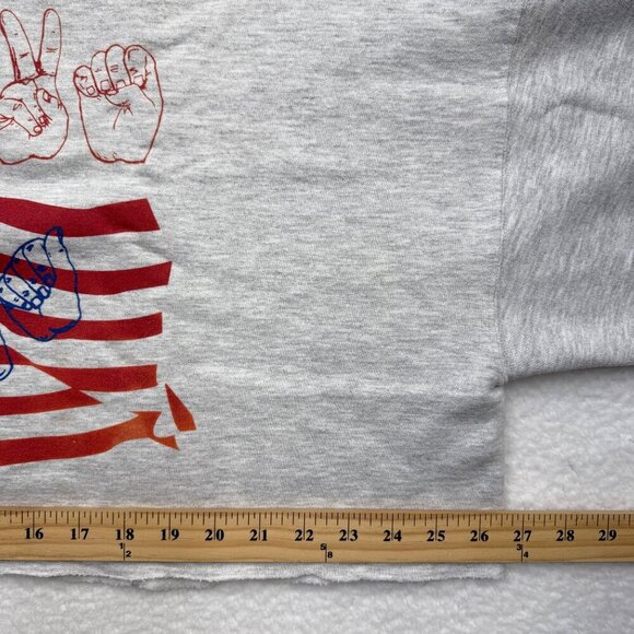 VTG Jerzees Super Sweats Cropped Graphic ASL "I Love USA" Long Sleeve Womens 2X - Picture 8 of 12